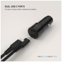 FIXED autonabíjačka s portmi 2x USB-C - 65W - čierna