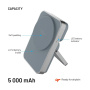 FIXED MagZen 5 bezdrôtová MagSafe powerbanka s nabíjaním pre Apple Watch, stojanom a portom USB-C - 5 000 mAh - sivá