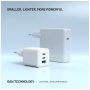 FIXED Mini GaN rýchlonabíjací adaptér s portmi 2x USB-C / 2x USB-A - 65W - biely