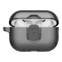 UNIQ Glase Pro Lock transparentný obal so zapínaním a karabínou pre AirPods Pro 3 - dymový