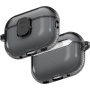UNIQ Glase Pro Lock transparentný obal so zapínaním a karabínou pre AirPods Pro 3 - dymový