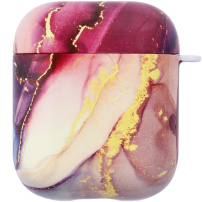 Mramorový ochranný obal pre AirPods 1 / 2 - fialovo-zlatý