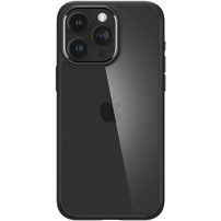Spigen Crystal Hybrid transparentný kryt s farebným rámčekom pre iPhone 15 Pro - čierny