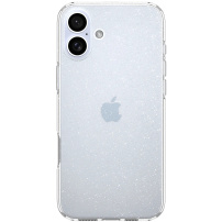 Spigen Liquid Crystal Glitter trblietavý kryt pre iPhone 16 Plus - strieborný