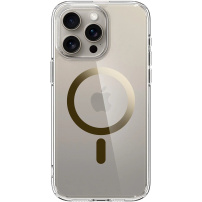 Spigen Ultra Hybrid MagFit transparentný kryt so zlatým MagSafe pre iPhone 15 Pro Max - číry