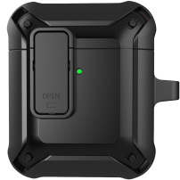 Superodolný obal s karabínou pre AirPods 1 / 2 - čierny