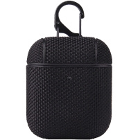 Textilný ochranný obal s karabínou pre AirPods 1 / 2 - čierny