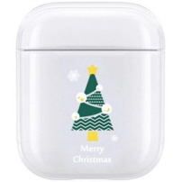 Tvrdý transparentný obal pre AirPods 1 / 2 - vianočný stromček