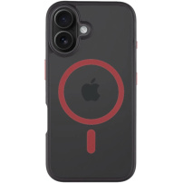 Tactical Hyperstealth 2.0 transparentný kryt s červeným MagSafe pre iPhone 16 - čierny