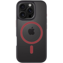 Tactical Hyperstealth 2.0 transparentný kryt s červeným MagSafe pre iPhone 16 Pro - čierny