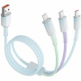 ENKAY opletaný nabíjací kábel - USB-A na 2x USB-C / Lightning - 1,2 m - farebný