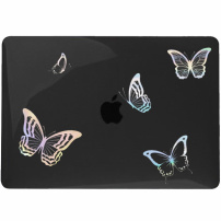 Lesklý transparentný kryt s motýľmi pre MacBook Air 13" (A2681 / A3113 / A3240 / A3449) - čierny