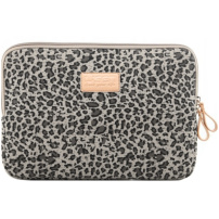 Taška s leopardím vzorom pre MacBook do 16" - hnedá