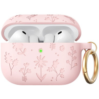 AhaStyle silikónový obal so vzorom kvetov pre AirPods Pro 3 - ružový