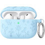 AhaStyle silikónový obal so vzorom kvetov pre AirPods Pro 3 - modrý