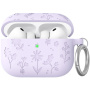 AhaStyle silikónový obal so vzorom kvetov pre AirPods Pro 3 - fialový