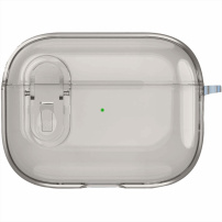 Transparentný obal so zapínaním a karabínou pre AirPods Pro - sivý