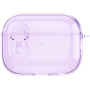 Transparentný obal so zapínaním a karabínou pre AirPods Pro - fialový