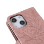 Flipové púzdro so vzorom čipky pre iPhone 13 mini - ružové