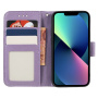 Flipové púzdro so vzorom čipky pre iPhone 13 mini - fialové