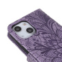 Flipové púzdro so vzorom čipky pre iPhone 13 mini - fialové