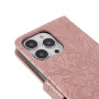 Flipové púzdro so vzorom čipky pre iPhone 14 Pro - ružové