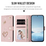 Flipové púzdro s perličkami a kamienkami pre iPhone 16 Pro - ružové