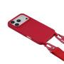 Matný kryt s nastaviteľným popruhom pre iPhone 17 Pro Max - vínový