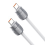 DUX DUCIS 2v1 silikónový nabíjací a dátový kábel a pútko - USB-C na USB-C - 30 cm - biely