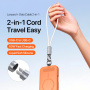 DUX DUCIS 2v1 silikónový nabíjací a dátový kábel a pútko - USB-C na USB-C - 30 cm - biely