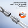 DUX DUCIS 2v1 silikónový nabíjací a dátový kábel a pútko - USB-C na USB-C - 30 cm - biely