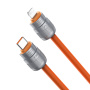 DUX DUCIS 2v1 silikónový nabíjací a dátový kábel a pútko - USB-C na Lightning - 30 cm - oranžový