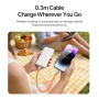 DUX DUCIS 2v1 silikónový nabíjací a dátový kábel a pútko - USB-C na Lightning - 30 cm - oranžový