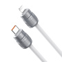 DUX DUCIS 2v1 silikónový nabíjací a dátový kábel a pútko - USB-C na Lightning - 30 cm - biely