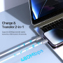 DUX DUCIS 2v1 silikónový nabíjací a dátový kábel a pútko - USB-C na Lightning - 30 cm - biely
