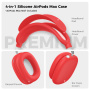 AhaStyle 4v1 silikónový obal pre AirPods Max 1 / 2 - červený