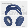 AhaStyle 4v1 silikónový obal pre AirPods Max 1 / 2 - tmavomodrý