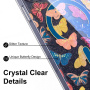 Transparentný kryt s trblietkami, vzorom motýľov a MagSafe pre iPhone 14 Pro - modroružový
