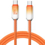 ENKAY Ice Clear opletaný nabíjací a dátový kábel - USB-C na USB-C - 1 m - oranžový