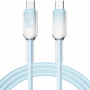 ENKAY Ice Clear opletaný nabíjací a dátový kábel - USB-C na USB-C - 1 m - modrý