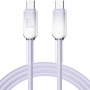 ENKAY Ice Clear opletaný nabíjací a dátový kábel - USB-C na USB-C - 1 m - fialový