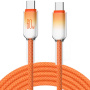 ENKAY Ice Clear opletaný nabíjací a dátový kábel - USB-C na USB-C - 2 m - oranžový