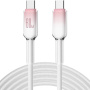 ENKAY Ice Clear opletaný nabíjací a dátový kábel - USB-C na USB-C - 2 m - biely