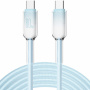 ENKAY Ice Clear opletaný nabíjací a dátový kábel - USB-C na USB-C - 2 m - modrý