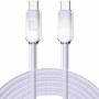 ENKAY Ice Clear opletený nabíjací a dátový kábel - USB-C na USB-C - 2 m - fialový