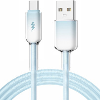 ENKAY Ice Clear opletaný nabíjací a dátový kábel - USB-A na USB-C - 1 m - modrý