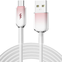 ENKAY Ice Clear opletený nabíjací a dátový kábel - USB-A na USB-C - 2 m - biely