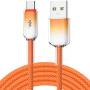 ENKAY Ice Clear opletaný nabíjací a dátový kábel - USB-A na USB-C - 2 m - oranžový