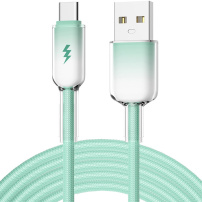 ENKAY Ice Clear opletaný nabíjací a dátový kábel - USB-A na USB-C - 2 m - mentolový