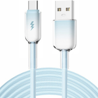 ENKAY Ice Clear opletaný nabíjací a dátový kábel - USB-A na USB-C - 2 m - modrý